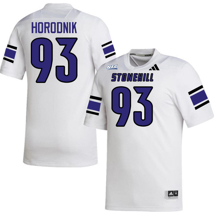 Stonehill Skyhawks #93 Aidan Horodnik College Football Jerseys,Uniforms Stitched-White